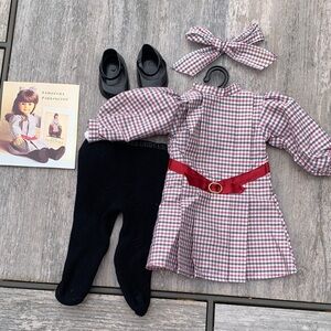 American Girl Plaid Dress Set with Red Accents
